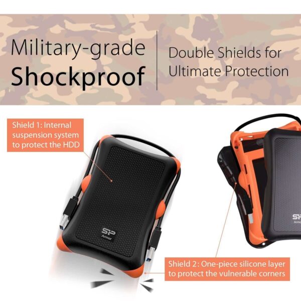 Silicon Power 1TB Rugged Armor A30 Shockproof USB 3.0 - External Storage Drives