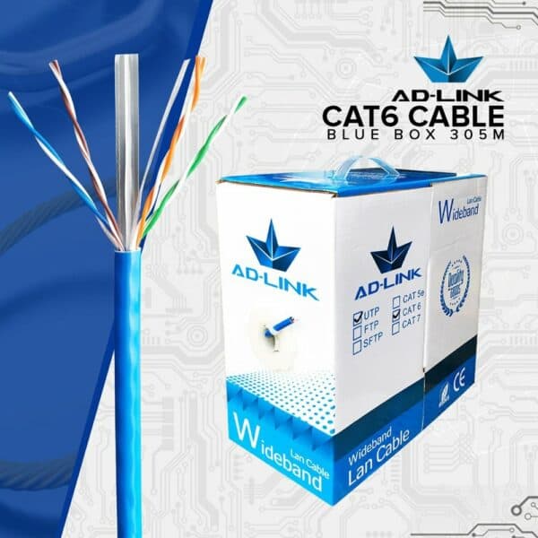 ADlink 305 Meters CAT6E UTP Cable Blue 1 Box - Cables