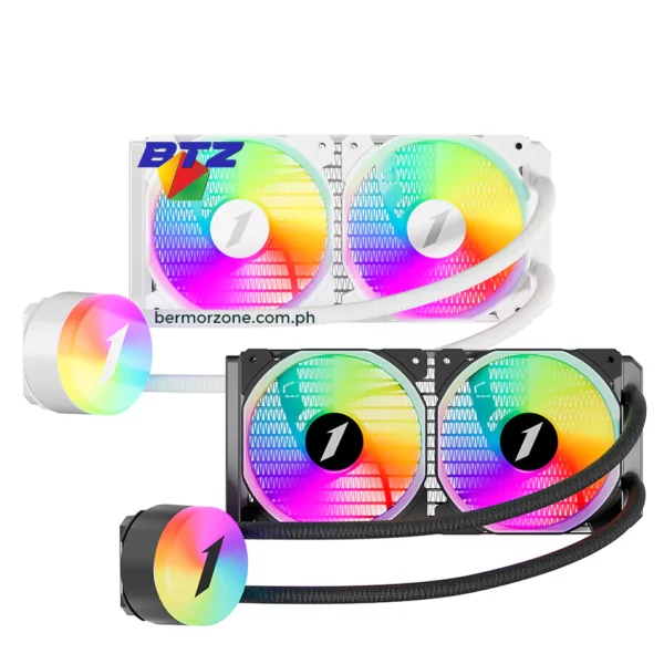 1stPlayer Thunderstorm TS2 240 RGB AIO CPU Liquid Cooling System - Black | White Pure Copper Endothermic Block Support 5v RGB Sync with Motherboard (ARGB)on Pump  Head&Cooling Fan Temperature Controlled 9 Blades Fan (600-1800RPM)with  Noise Reduction Feature Long Life Bearing Water Pump (2500±10%RPM)/40,000hrs High-density Fin Heat Sink High-performance silicone grease