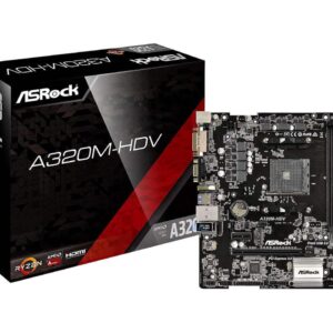 ASRock A320M-HDV AM4 AMD Promontory M.2 Socket USB 3.0 HDMI mATX Motherboard - AMD Motherboards