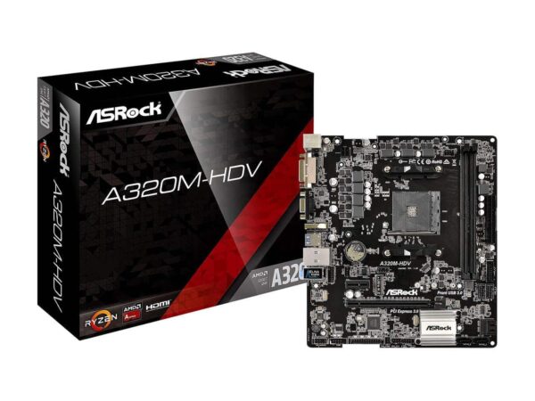 ASRock A320M-HDV AM4 AMD Promontory M.2 Socket USB 3.0 HDMI mATX Motherboard - AMD Motherboards