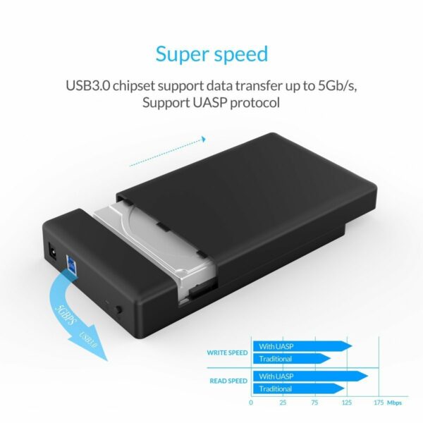 ORICO Toolfree USB 3.0 to SATA External Hard Disk Drive Enclosure Case for 3.5