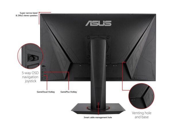 ASUS VG278Q 27” Full HD 1080p 144Hz 1ms DP HDMI DVI Eye Care Gaming Monitor - Monitors