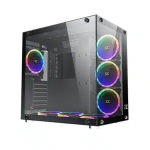 Xigmatek Aquarius Plus Black Front & Side Tempered Seamless Design W 7 x RGB Fan Chassis - Chassis