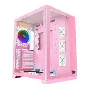 Xigmatek Aquarius S Queen Pink Front & Side Tempered w 3 White ARGB Fan Chassis - Chassis