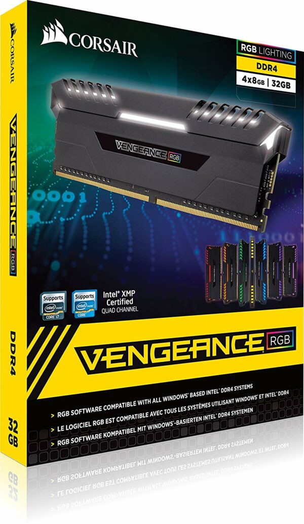 Corsair Vengeance RGB 32GB (4x8GB) DDR4 3000MHz - Desktop Memory