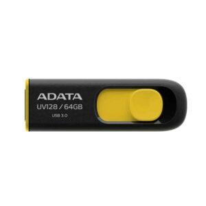ADATA UV128 32GB | 64GB | 128GB USB 3.0 Retractable Capless Flash Drive Yellow - Computer Accessories