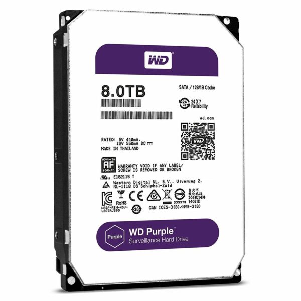 WD Purple 8TB Surveillance Hard Disk Drive - 5400 RPM Class SATA 6 Gb/s - Internal Hard Drives