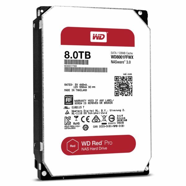 Western Digital Red 8TB NAS Internal Hard Drive - 5400 RPM Class, SATA 6 Gb/s WD8001FFWX - Internal Hard Drives
