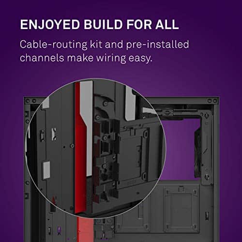 NZXT H510i Matte Black/Red ATX Mid Tower PC Gaming Case Vertical GPU Mount Tempered Glass Side Panel - Chassis