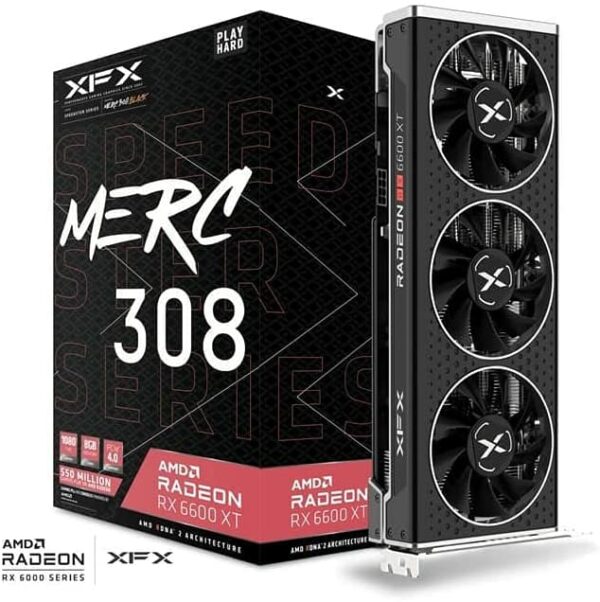 XFX Speedster MERC308 RX 6600 XT 8GB GDDR6 Black Gaming Graphics Card RX-66XT8TBDQ - AMD Video Cards