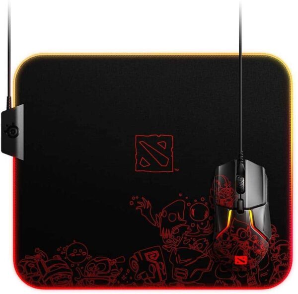 SteelSeries QcK Dota 2 Edition Gaming Surface - Medium RGB Prism Cloth Mouse Pad of All Time - Optimized for Gaming Sensors - Computer Accessories