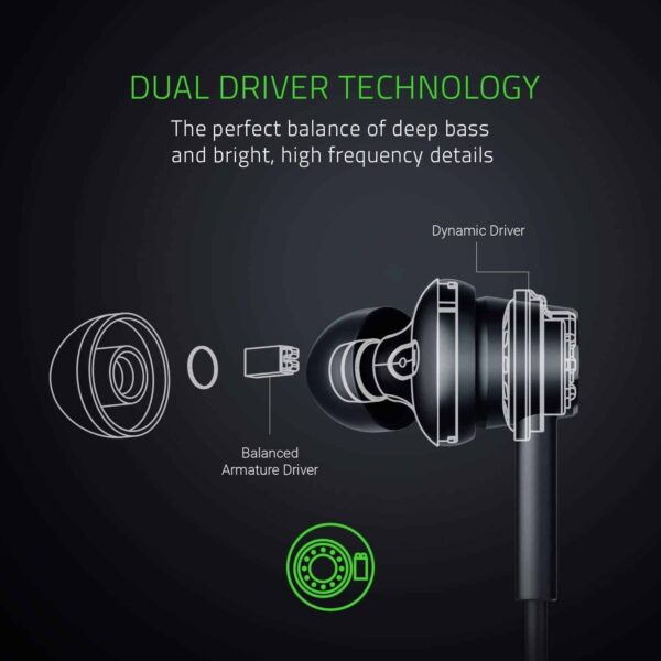 Razer Hammerhead Duo- Earbuds, Dual Driver Technology, Inline Control and Mic, Aluminum Frame and Braided Cables RZ12-02790200-R3M1 - Audio Gears and Accessories
