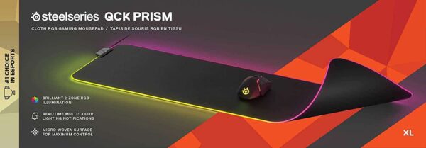 SteelSeries QcK Gaming Surface - XL RGB Prism Cloth 63826 Best Selling Mouse Pad of All Time - Sized to Cover Desks - Computer Accessories
