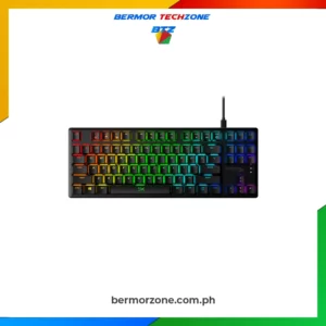 Kingston HyperX Alloy Origins Core Mechanical Gaming Keyboard- KHX-KB7RDX-US<table>
<tbody>
<tr>
<th colspan="2">
<h3 class="txt-center">Keyboard</h3>
</th>
</tr>
<tr>
<td>Switch</td>
<td>HyperX Switch</td>
</tr>
<tr>
<td>Type</td>
<td>Mechanical</td>
</tr>
<tr>
<td>Backlight</td>
<td>RGB (16,777,216 colors)</td>
</tr>
<tr>
<td>Light effects</td>
<td><span class="foot-note">Per key RGB lighting<sup>3</sup> and 5 brightness levels</span></td>
</tr>
<tr>
<td>On board memory</td>
<td>3 profiles</td>
</tr>
<tr>
<td>Connection type</td>
<td>USB Type-C to USB Type-A</td>
</tr>
<tr>
<td>Anti-ghosting</td>
<td>100% anti-ghosting</td>
</tr>
<tr>
<td>Key rollover</td>
<td>N-key mode</td>
</tr>
<tr>
<td>LED indicator</td>
<td>Yes</td>
</tr>
<tr>
<td>Media control</td>
<td>Yes</td>
</tr>
<tr>
<td>Game Mode</td>
<td>Yes</td>
</tr>
<tr>
<td>OS compatibility</td>
<td>Windows® 10, 8.1, 8, 7</td>
</tr>
<tr>
<th colspan="2">
<h3 class="txt-center">Key Switches</h3>
</th>
</tr>
<tr>
<td>Switch</td>
<td>HyperX Red, HyperX Aqua</td>
</tr>
<tr>
<td>Operation Style</td>
<td>Linear, Tactile</td>
</tr>
<tr>
<td>Actuation Force</td>
<td>45g</td>
</tr>
<tr>
<td>Key Travel Distance</td>
<td>1.8 mm</td>
</tr>
<tr>
<td>Total Travel</td>
<td>3.8 mm</td>
</tr>
<tr>
<td>Life Span (Keystrokes)</td>
<td>80 million</td>
</tr>
<tr>
<th colspan="2">
<h3 class="txt-center">Cable</h3>
</th>
</tr>
<tr>
<td>Type</td>
<td>Detachable, Braided</td>
</tr>
<tr>
<td>Length</td>
<td>1.8 m</td>
</tr>
<tr>
<th colspan="2">
<h3 class="txt-center">Dimensions</h3>
</th>
</tr>
<tr>
<td>Width</td>
<td>360.0 mm</td>
</tr>
<tr>
<td>Depth</td>
<td>132.5 mm</td>
</tr>
<tr>
<td>Height</td>
<td>34.5 mm</td>
</tr>
<tr>
<td>Weight (Keyboard and cable)</td>
<td>900 g</td>
</tr>
</tbody>
</table>