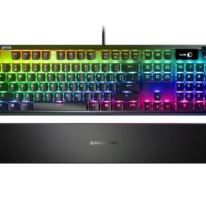 SteelSeries Apex 7 Mechanical Gaming Keyboard-Red Switch 64636 
<ul>
 	<li class="item">Linear Red Switches - guaranteed for 50 million keypresses, red switches provide consistently smooth movement without any bump, allowing for lightning-fast actuation</li>
 	<li class="item">OLED Smart Display - an integrated command center for adjusting settings and tracking on-the-fly info straight from your game, Spotify, Discord, and more</li>
 	<li class="item">Aircraft-Grade Aluminum Alloy - built for a lifetime of durability and stability</li>
 	<li class="item">RGB Illumination - unmatched customization with 16.8 million colors per key</li>
 	<li class="item">Premium Magnetic Wrist Rest - provides full palm support and comfortable, ergonomic feel</li>
</ul>
 