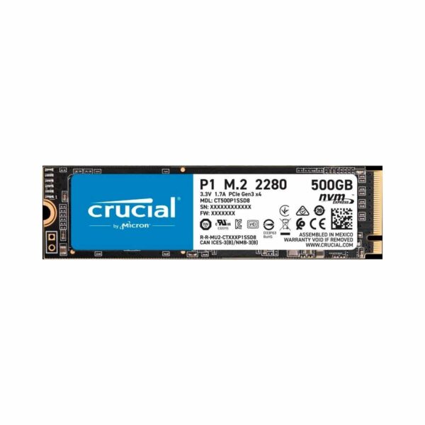 Crucial P1 500GB 3D NAND NVMe PCIe M.2 SSD - CT500P1SSD8 - Solid State Drives