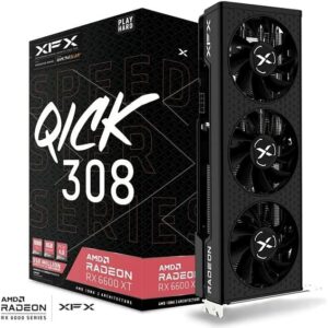 XFX Speedster QICK308 RX 6600 XT 8GB GDDR6 Black Gaming Graphics Card - AMD Video Cards