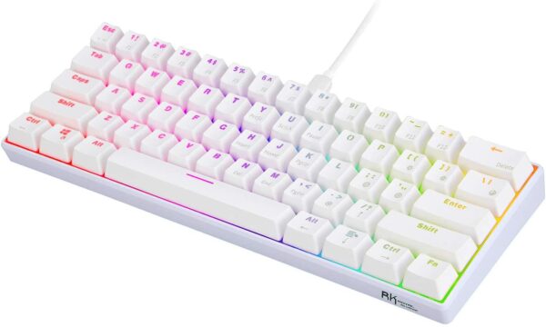 ROYAL KLUDGE RK61 Wired 60% White Blue Switch Mechanical Gaming Keyboard - Computer Accessories