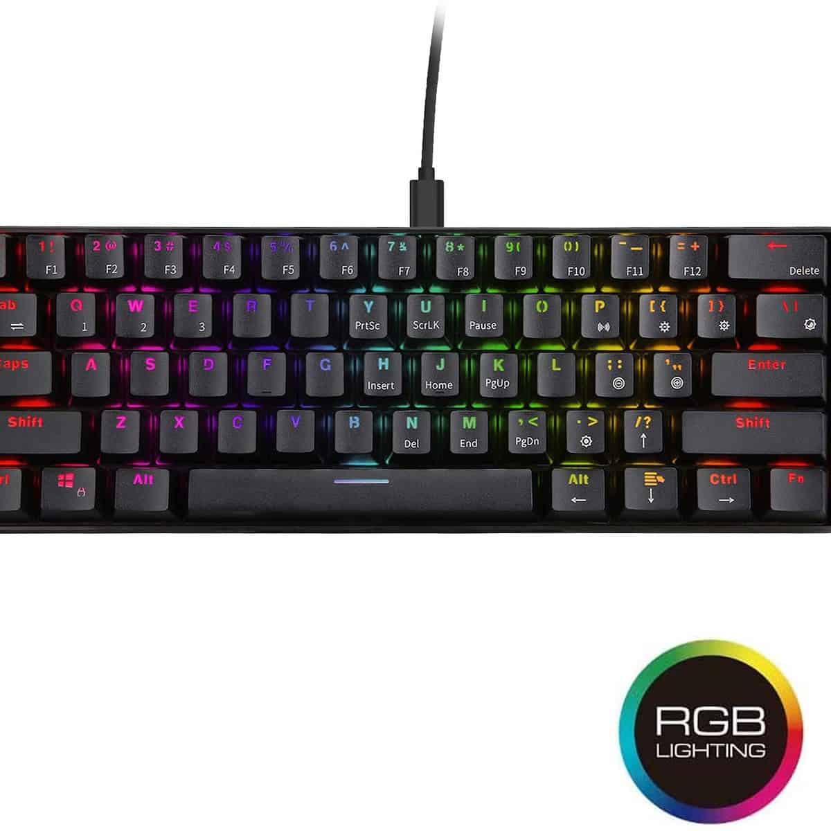 ROYAL KLUDGE RK61 Wired 60% Black Brown Switch Mechanical Gaming Keyboard - Computer Accessories