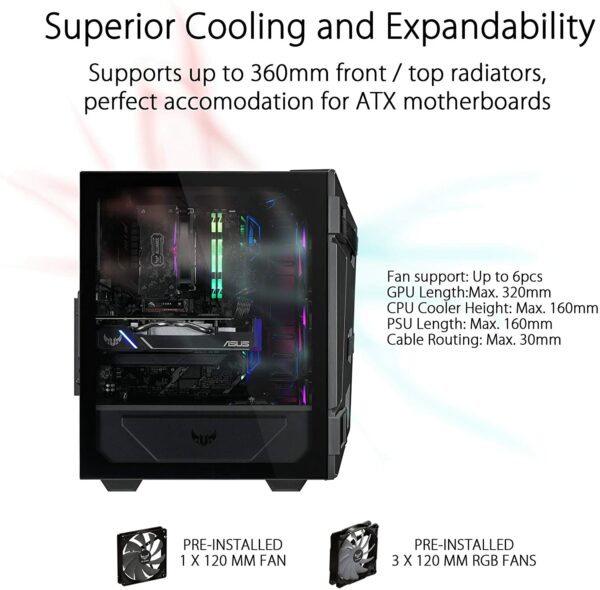 ASUS TUF Gaming GT301 Mid-Tower Compact Case - Chassis