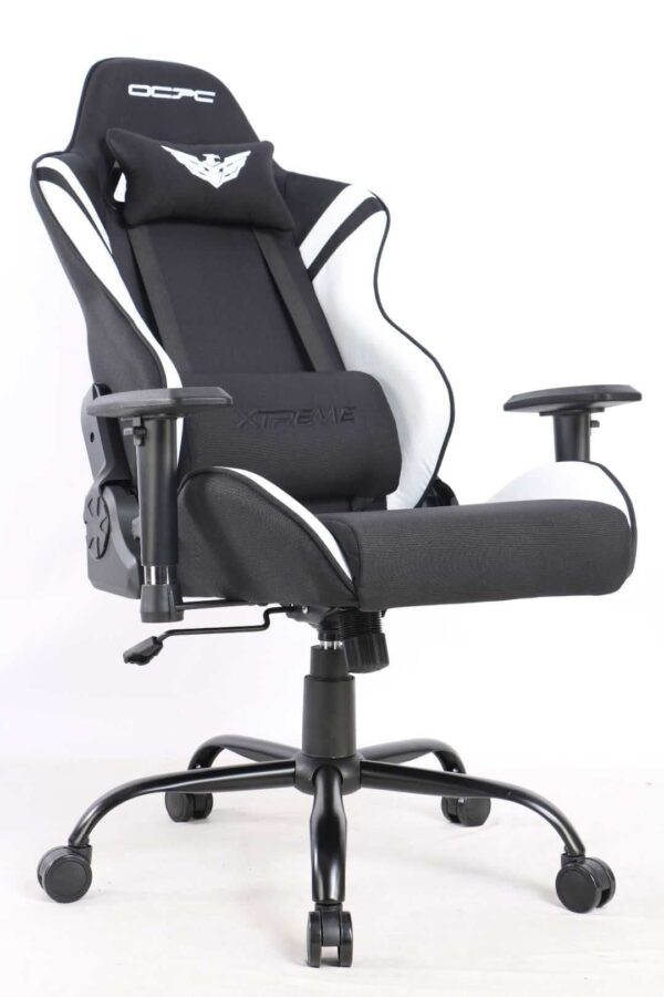 OCPC Xtreme Fabric/Steel Base/Full Recline Premium Gaming Chair Black White - Furnitures