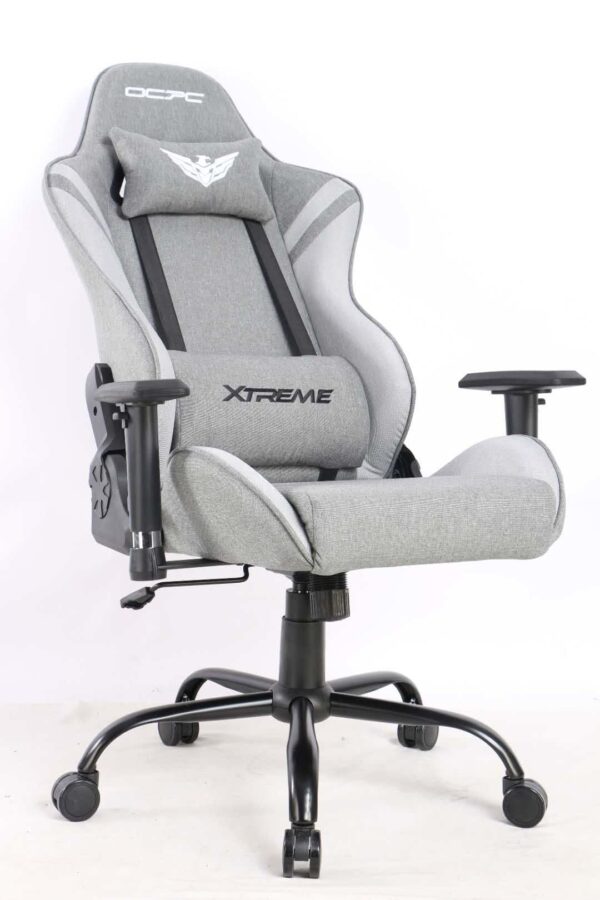 OCPC Xtreme Fabric/Steel Base/Full Recline Premium Gaming Chair Gray White - Furnitures
