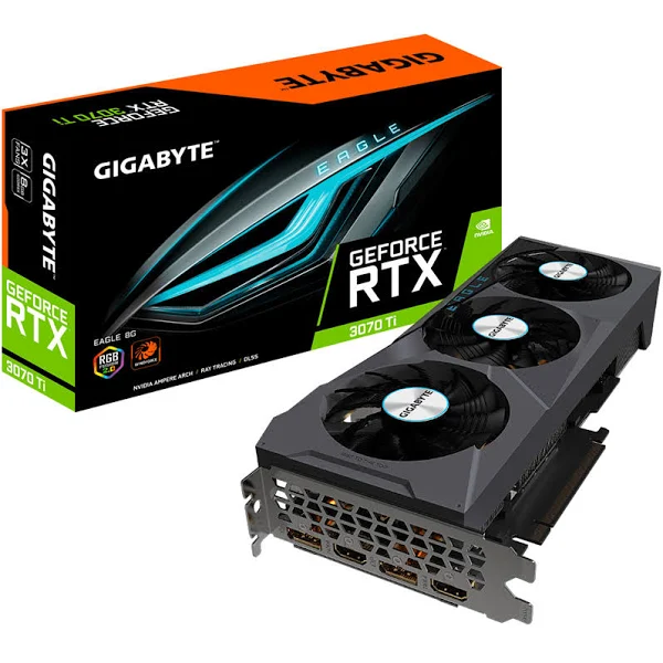 Gigabyte RTX 3070 Eagle OC 8GB GDDR6X Graphics Card
Core Clock: up to 1770 MHz (Reference Card: 1725 MHz)
CUDA® Cores: up to 5888
Memory: 8 GB, 14000 MHz, GDDR6, 256 bit, 448 GB/s