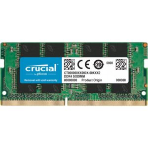 Crucial 16GB | 32GB DDR4 3200 SODIMM Laptop RAMSpecifications: Speed: DDR4-3200 CAS latency: 22 DRAM family: Crucial Density: 16GB Brand: Crucial Module type: SODIMM Extended timings: 22-22-22 Technology: DDR4 Voltage: 1.2V PC speed:  PC4-25600 Kit Qty:  1 DIMM type: Unbuffered
