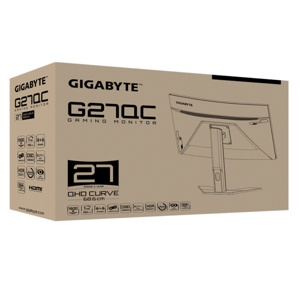 Gigabyte G27QC Curved 1440P VA 165HZ FREESYNC Monitor GP-G27QC-A - Monitors