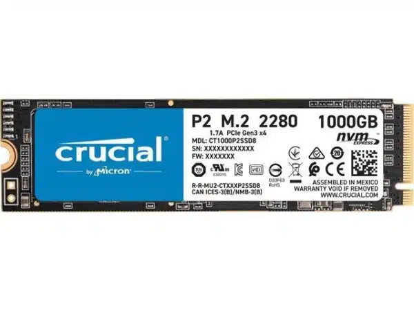 Crucial P2 1000GB CT1000P2SSD8 M.2 2280 NVMe PCIe SSD -  1TB 2,400 MB/s Read, 1,800 MB/s Write Gen 3 x4 - BTZ Flash Deals
