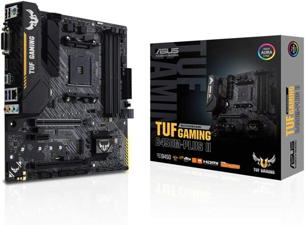 ASUS TUF Gaming B450M-PLUS II AMD AM4 Ryzen 5000, 3rd Gen Ryzen microATX Gaming Motherboard - AMD Motherboards