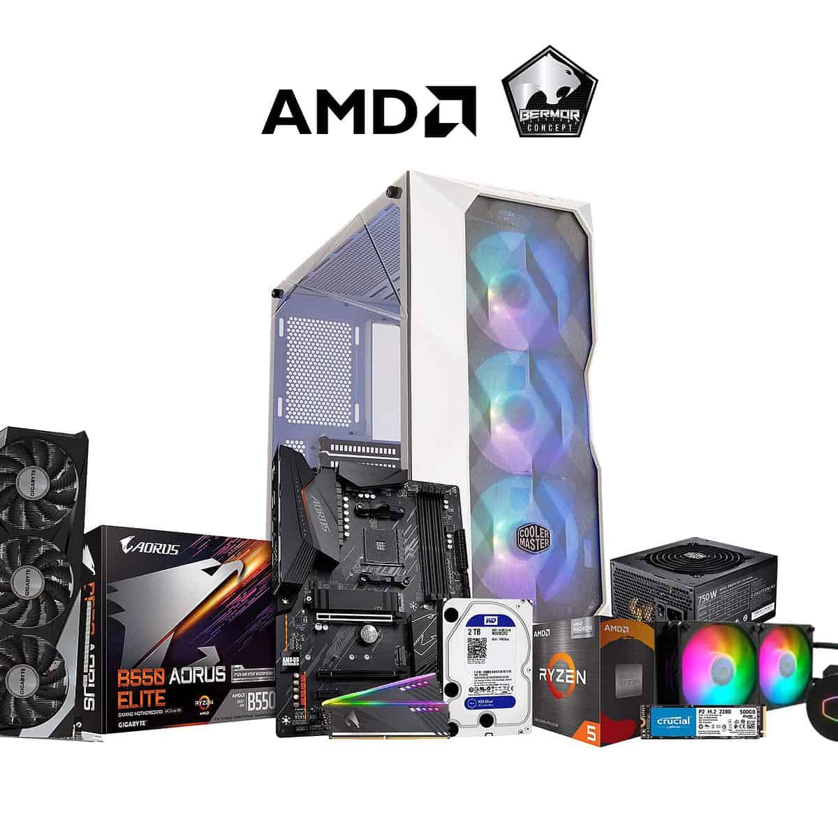 HANZO Build AMD Ryzen 5 5600X | 16GB | 256GB | 2TB | RTX 4070 High End Gaming System Unit - Consumer Desktop