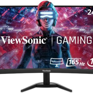 ViewSonic VX2468-PC-MHD 24 Inch Full HD 1080p 165Hz 1ms Curved Gaming Monitor - Monitors