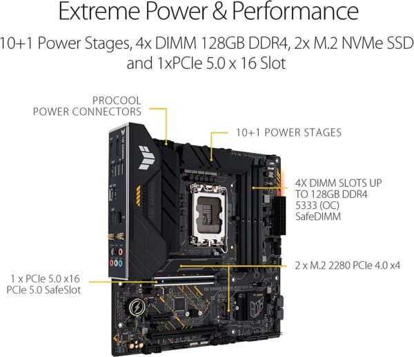 ASUS TUF Gaming B660M-PLUS WiFi D4 Intel 12th Gen LGA 1700 mATX Gaming Motherboard - Intel Motherboards