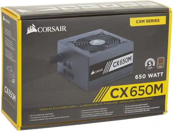 Corsair CX Series 650 Watt 80 Plus Bronze Certified Modular Power Supply - Power Sources