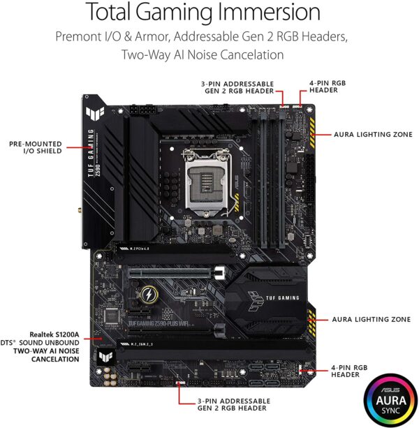 ASUS TUF Gaming Z590-Plus (WiFi 6) LGA 1200 (Intel 11th/10th Gen) ATX Gaming Motherboard - Intel Motherboards