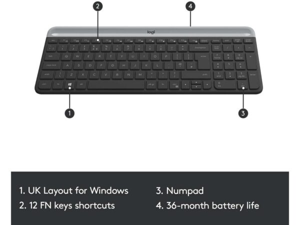Logitech MK470 Slim Wireless Combo Keyboard Graphite - Computer Accessories