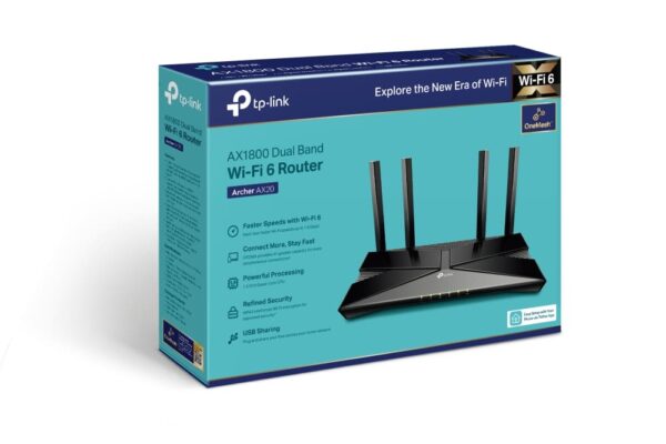 TPLINK Archer AX20 AX1800 Dual-Band Wi-Fi 6 Router - Networking Materials
