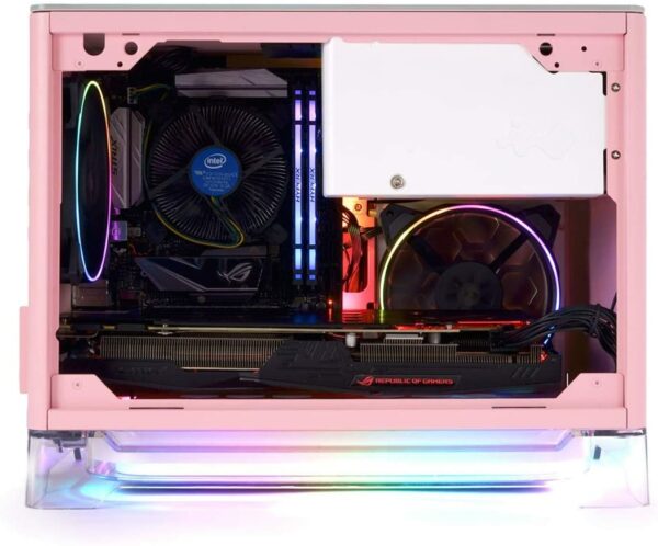 InWin A1 Pink White Mini-ITX Tower with Integrated ARGB Lighting | 750W Gold 80 Plus Power Supply | 2x Fans Computer Chassis Case - Chassis