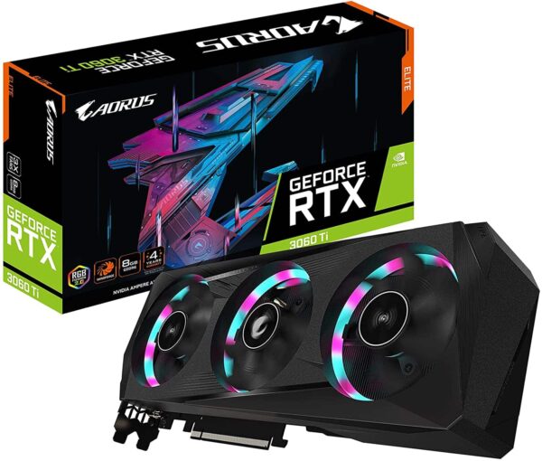 GIGABYTE AORUS GeForce RTX 3060 Ti Elite 8GB 256-bit GDDR6 GV-N306TAORUS E-8GD REV2.0 Video Card - Nvidia Video Cards