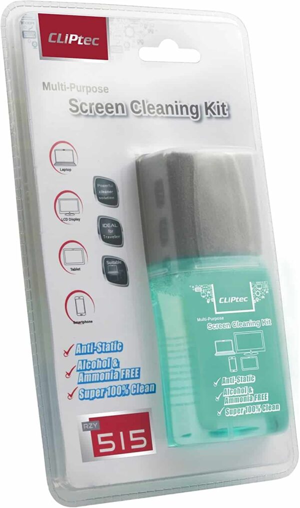 CLiptec® Cleaning Kit Screen 2 in 1 Monitor/Smart Phone/Tablet 150ml Eco-Friendly - Computer Accessories