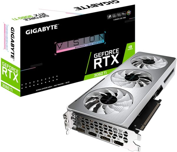 GIGABYTE GeForce RTX 3060 Ti Vision OC 8GB 256-bit GDDR6 WINDFORCE 3X Cooling System GV-N306TVISION OC-8GD REV2.0 Video Card - Nvidia Video Cards