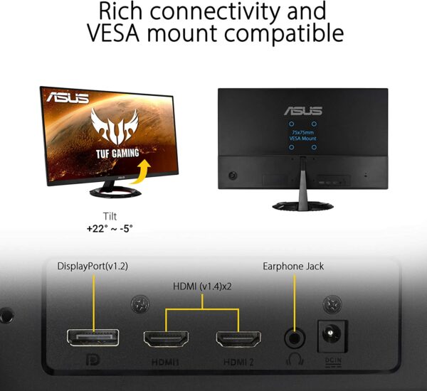 ASUS TUF VG279Q1R IPS, 144Hz, 1ms 27” 1080P FreeSync Premium Gaming Monitor - Monitors