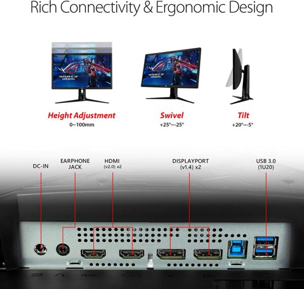 ASUS ROG Strix 27” XG27UQR 4K HDR 144Hz DSC IPS 1ms ELMB DisplayHDR 400, DCI-P3 90% G-SYNC Gaming Monitor - Monitors