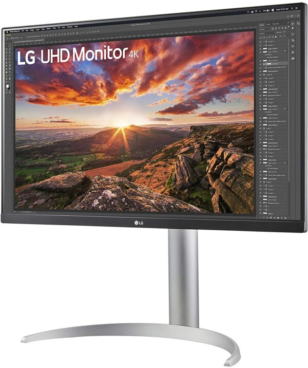 LG 27UP850-W 27” UHD 3840 x 2160 IPS Display, VESA DisplayHDR 400, DCI-P3 Silver Monitor - Monitors