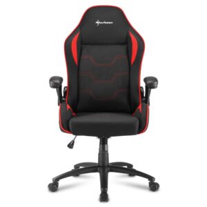 Sharkoon Elbrus 1 Gaming Chair Breathable Fabric Cover Padded Armrests Black/Red - Furnitures