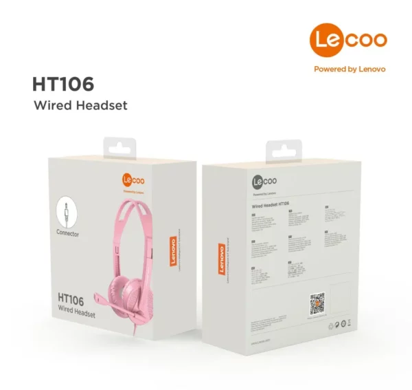 Lenovo Lecoo HT106 3.5MM Wired Headset Black/Pink/Blue - BTZ Flash Deals