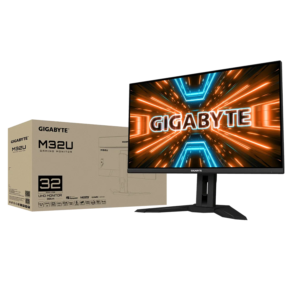 GIGABYTE M32U 32" 144HZ 4K 3840x2160 Display 1MS FreeSync Gaming Monitor
31.5" SS IPS 3840 x 2160 4K Display Gaming Monitor
144Hz Refresh Rate, 1ms (GTG) Response Time, Supports Adaptive Sync Technology
10-bit color / 90% DCI-P3 / 123% sRGB / VESA DisplayHDR 400
Connect and control multiple devices with KVM
OSD Sidekick, PiP /PbP, Dashboard, Black Equalizer, Game Assist, Auto Noise Cancellation
VESA Wall Mount Compatible 100 x 100mm
Ergonomic Design (height, tilt, pivot, swivel)