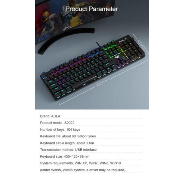 Aula S2022 RGB Backlit Mechanical Gaming Keyboard - Computer Accessories